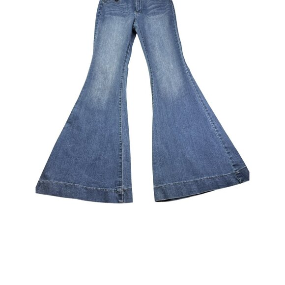 KanCan Braelynn Essentials High Rise Super Flare Jeans Size 7/27 Medium Wash - Picture 3 of 8